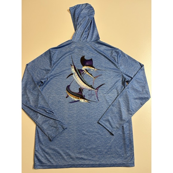 Guy Harvey Other - Men's Guy Harvey Long Sleeve Hoodie Fishing Pullover Performance SZ Large Light